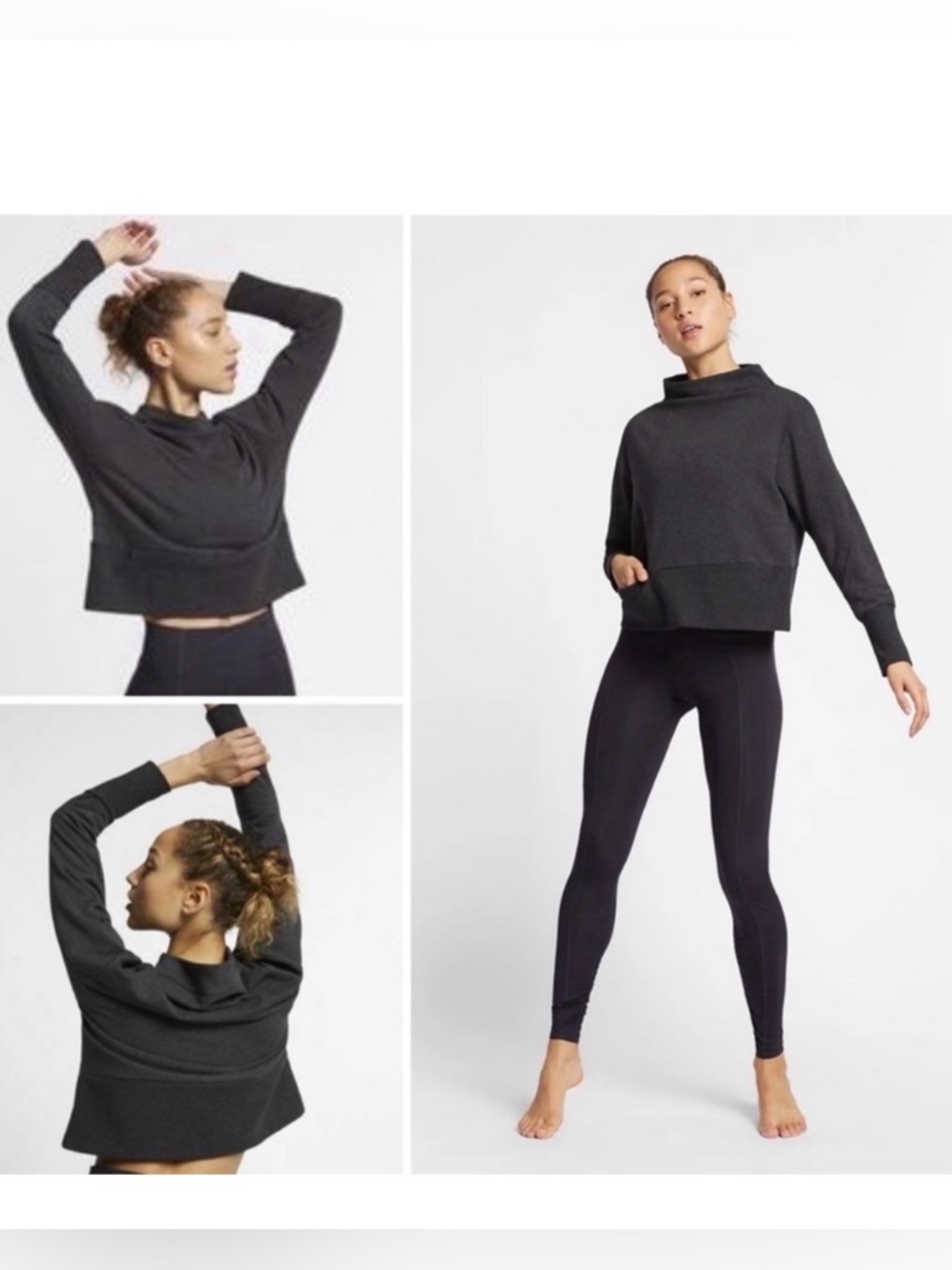 Nike Dri-fit Versa Studio Mock Neck Crop Pullover Sweatshirt Top yoga Size Large